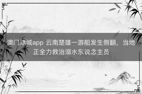 澳门赌城app 云南楚雄一游船发生侧翻，当地正全力救治溺水东说念主员