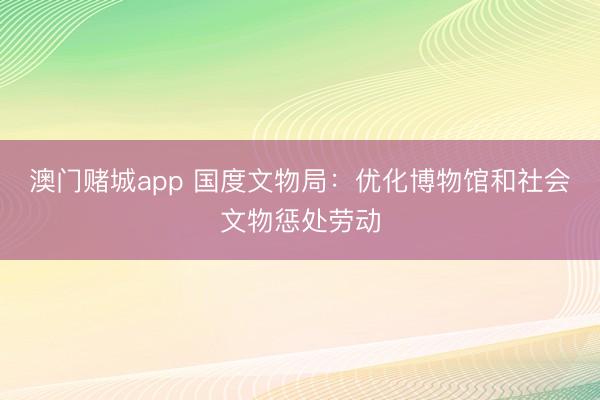 澳门赌城app 国度文物局：优化博物馆和社会文物惩处劳动