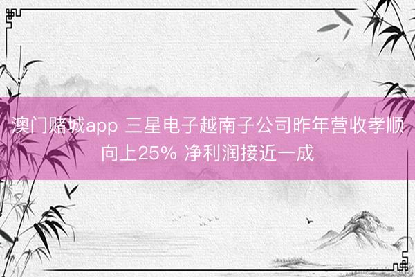 澳门赌城app 三星电子越南子公司昨年营收孝顺向上25% 净利润接近一成